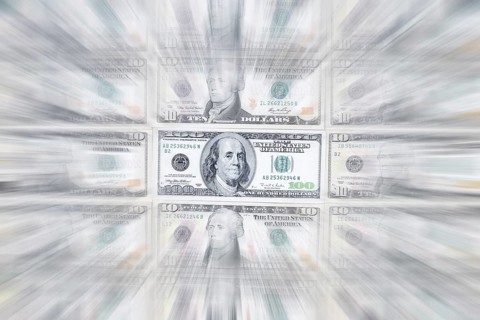 US dollar notes, 10 dollars, 100 dollars, banknotes, zoom effect