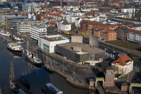 Traditional ships, Emigration Centre, New Harbour, Havenwelten, View from the observation deck of