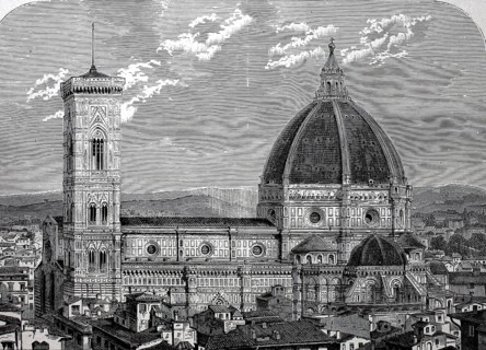 View of Florence Cathedral around 1800, Tuscany, Italy, Historical, digitally restored reproduction