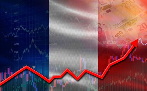 France economic growth on financial graph. France financial growth on market graph