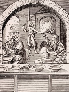 Cymbal maker. Reproduction of a woodcut from the 16th century by Jost Amman from the 19th century,