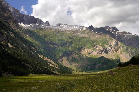 Mountain landscape in the Valle de Otal near Torla-Ordesa, Spain