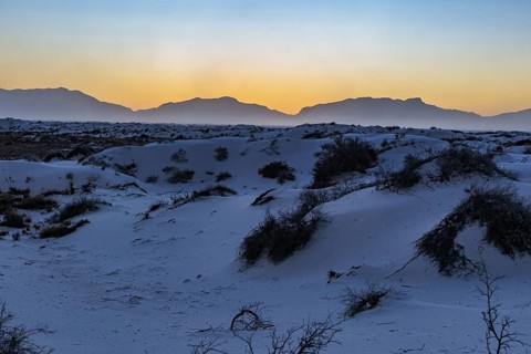 Gypsum dunefields at White Sands National Monument located within the Chihuahuan Desert and the