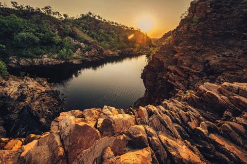 Sunrise Edith Falls in northern Australia, Australia