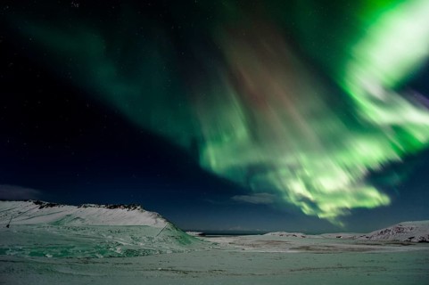 Northern Lights, Close to Vik, Ring Road, Mountains, Frost, Winter, Cold, Snow, Night, Iceland*