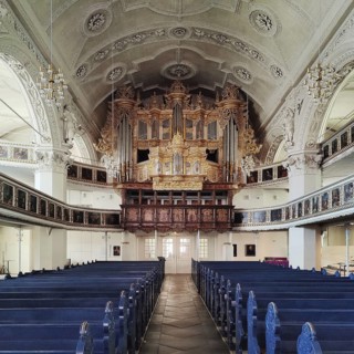 Evangelical Lutheran Church of St Mary, interior view with baroque organ prospectus, Celle, Lower