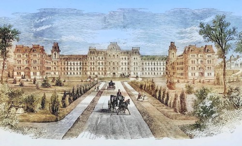 Vassar College, Poughkeepsie, New York, 1870s, America, digital reproduction from American