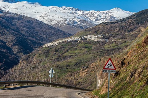 Village Capileira, one of the whitewashed villages on the slopes of the Sierra Nevada, Andalusia,