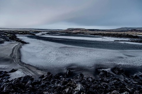 Stones and Moss along the Ring Road, Mountains, Frost, Winter, Cold, Cloudy, Iceland* Stones and