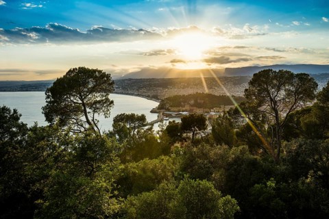 Panorama, Sunset, View from Mont Boron, Nice, Alpes Maritimes, Provence Alpes Cote d'Azur, French