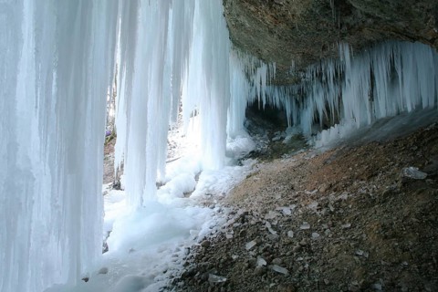 Tourist attraction, icicles in the Eistobel near Isny/Maierhöfen, Allgäu, Bavaria, Germany, Allgäu,