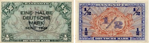 Banknote, banknote, 50 Pfennig note, half German Mark, 1948, Bank of German States, Germany,