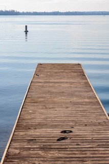 Wooden pier on Lake Seminole at the Corps of Engineers Eastbank Campground near the Florida state