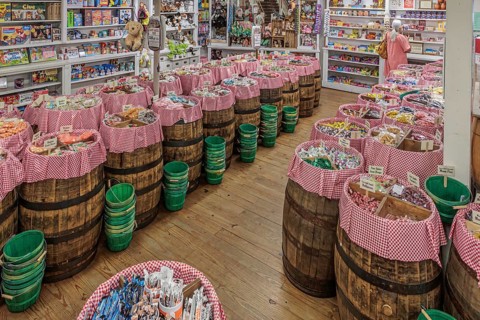 Woman shopping for candy at the Mast General Store in Waynesville, North Carolina
