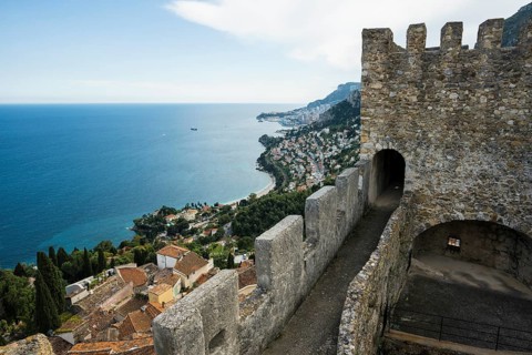 Picturesque mountain village overlooking the sea, Roquebrune, Roquebrune-Cap-Martin, near Monaco,
