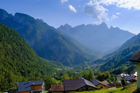 Lambroi, Valle Paganin, behind Val di Mis, and Piz di Sagron, Belluno, Veneto, Italy
