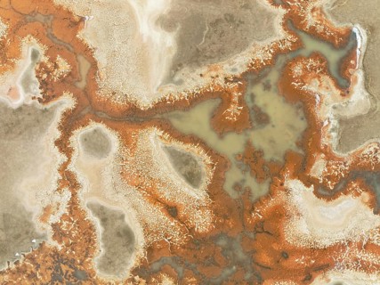 Salt marsh at the Skeleton Coast. Aerial view. Drone shot. Dorob National Park, Namibia