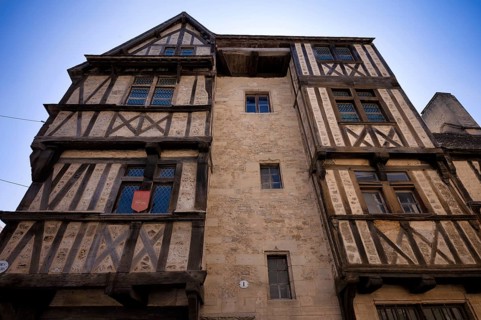Historic half-timbered house, Maison à pans de bois de la rue des Cuisiniers, Old Town, Bayeux,