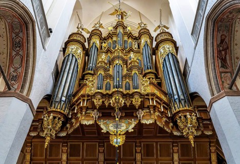Interior photo, St Mary's Church in the old town of Stralsund, Mecklenburg-Western Pomerania,
