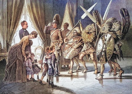 Presentation of the Mandaraneger to Kaiser Wilhelm by the African traveller Otto Ehlers, coloured