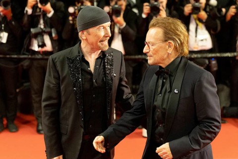 Cannes, France - 16.5.2024: The Edge and U2 singer Bono during the Bono: Stories Of Surrender red