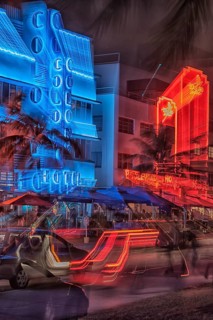 Ocean drive by night, South Beach, Miami, Florida, USA