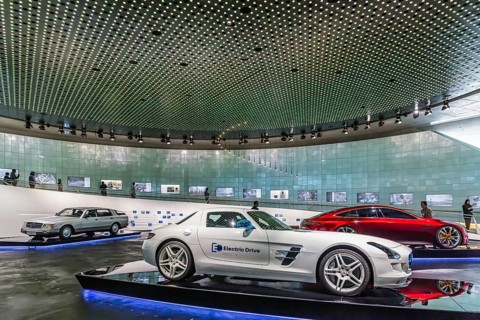 The Mercedes-Benz Museum in Stuttgart presents a journey through the automotive history of the