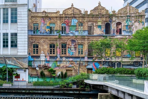 Mural along the River of Life, Kuala Lumpur, Malaysia, Asia