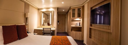 Internal Cabin stateroom on a luxury cruise ship located on the inside of the ship