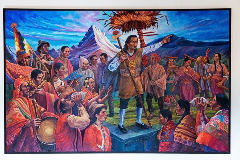 The picture shows Tupac Amaru II, an indigenous leader who led a rebellion of the indigenous