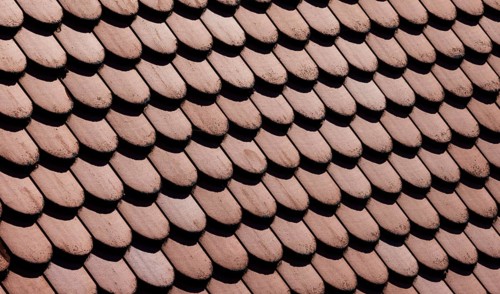 Red shingle roof, house roof, detail, Steyr, Upper Austria, Austria