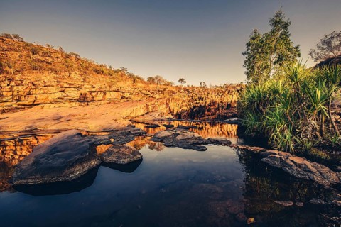 Bell Gorge, The Kimberleys, waterfall, sunrise in the outback, Australia