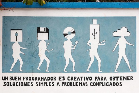 Exterior wall of a school, San Cristobal, Galapagos, Ecuador