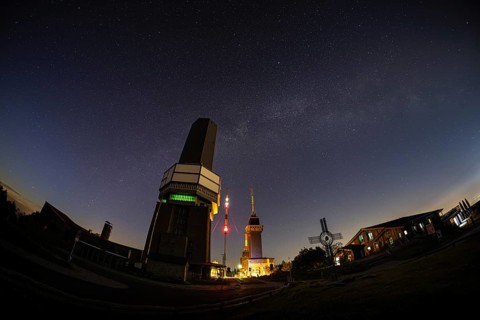 The Milky Way passes over the summit of the Großer Feldberg in the Taunus, near Frankfurt am Main,