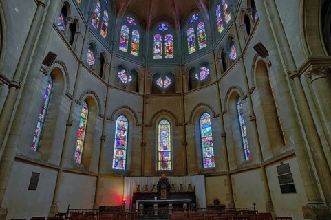 Choir room with altar, interior view, Église Notre-Dame Cathedral, Épernay, Champagne, Marne,