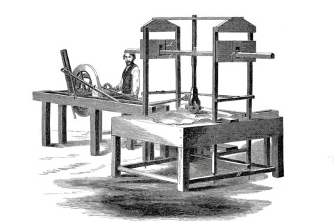 American leather polishing machine, historical, digitally enhanced reproduction of a model from