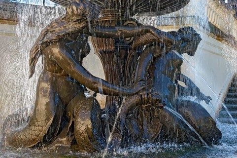 Naiad Fountain in the Terraced Gardens, Linderhof Palace Park, Neo Rococo, UNESCO World Heritage