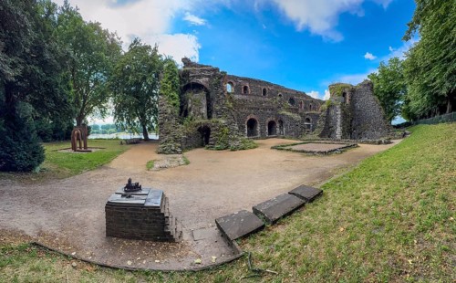 Panoramic photo of the ruins of the imperial palace of Emperor Frederick I Barbarossa, built in the