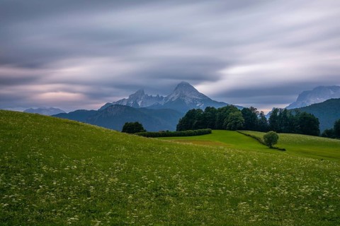Dramatic weather over the Alps in Berchtesgadener Land with a view of the Watzmann