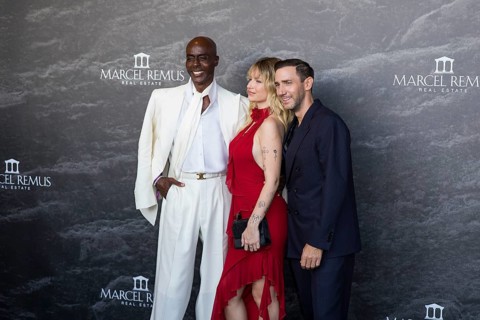 Bruce Darnell, Lottie Moss and Marcel Remus at the Remus Lifestyle Night on the roof terrace of the
