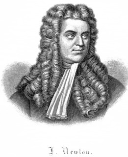 Portrait of Isaac Newton (1642-1726) steel engraving, curly wig, neckerchief, important English