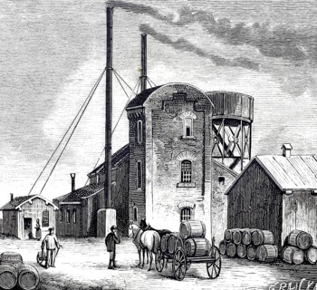 Petroleum wells in Oelheim, Ölheim, oil production, petroleum refinery, around 1882, district of