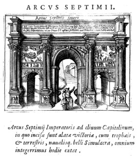 L'arco di settimio severo, Arch of Septimius Severus, a three-arched triumphal arch on the Roman