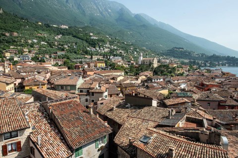 Mediterranean roofs from Scaliger Castle, Malcesine, Veneto, Italy
