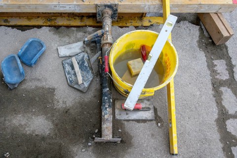 Concreting steps on site