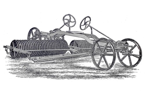 Agriculture, tillage, steam roller by John Fowler, around 1860, digitally improved reproduction of