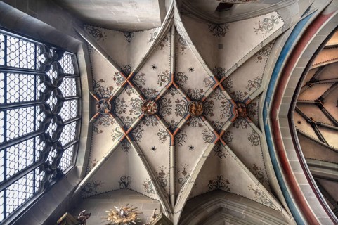 Vaults in a side chapel in Überlingen Minster, St Nicholas, built in 1350 and 1576 in the late
