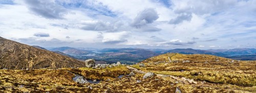 Panorama View from Nevis Range Mountains, Grampian Mountains, Fort William, Highland, Lochaber,