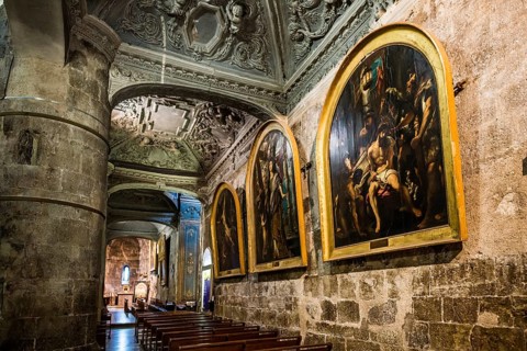Interior view, Cathedral Notre-Dame-du-Puy, painting by Peter Paul Rubens, Grasse, Alpes Maritimes,
