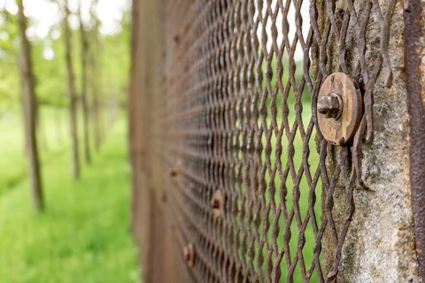 Border fence of the former GDR at the tree cross near Ifta between Hesse and Thuringia, Germany